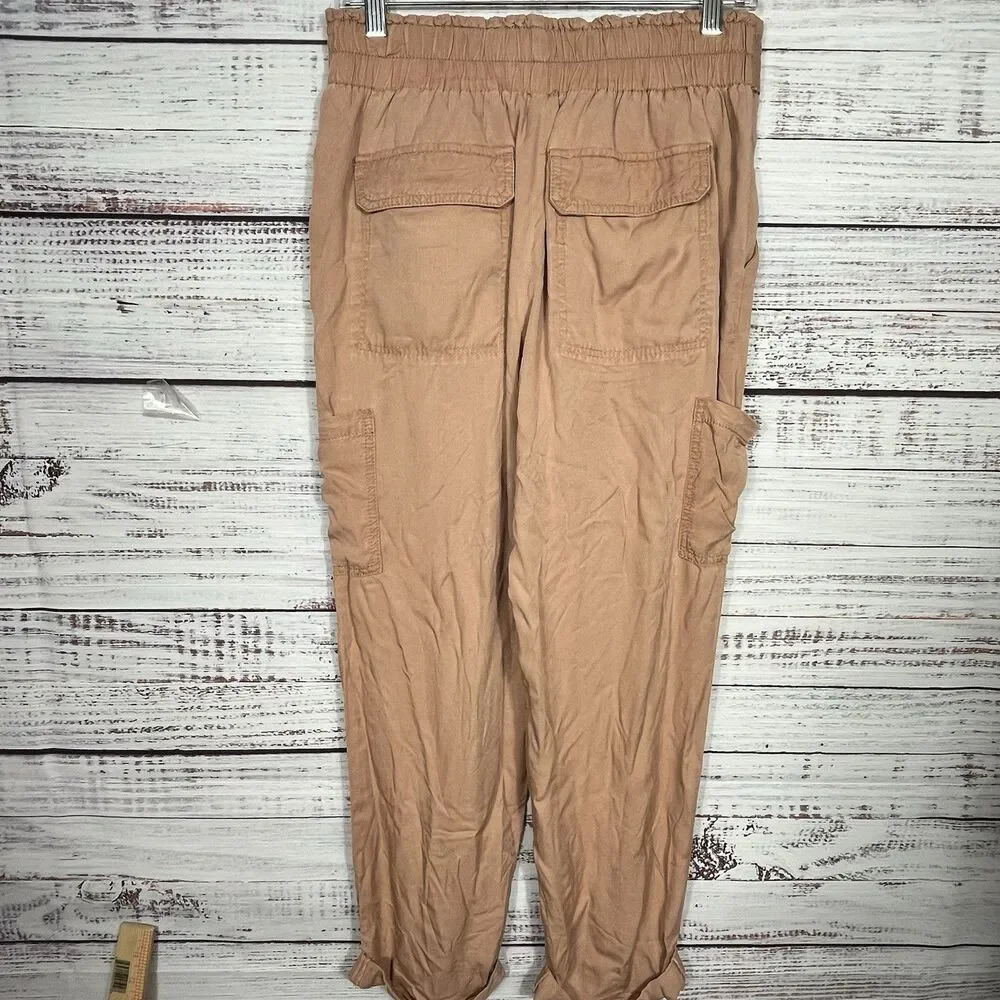 Free People Pants Women’s 4 Summers Over Cargo Belted Button Fly High Rise Pink